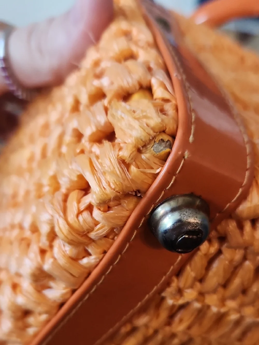 Vintage Bag By Donna, John Wind Imports Woven‎ Orange Bag With Turn-Lock Closure
